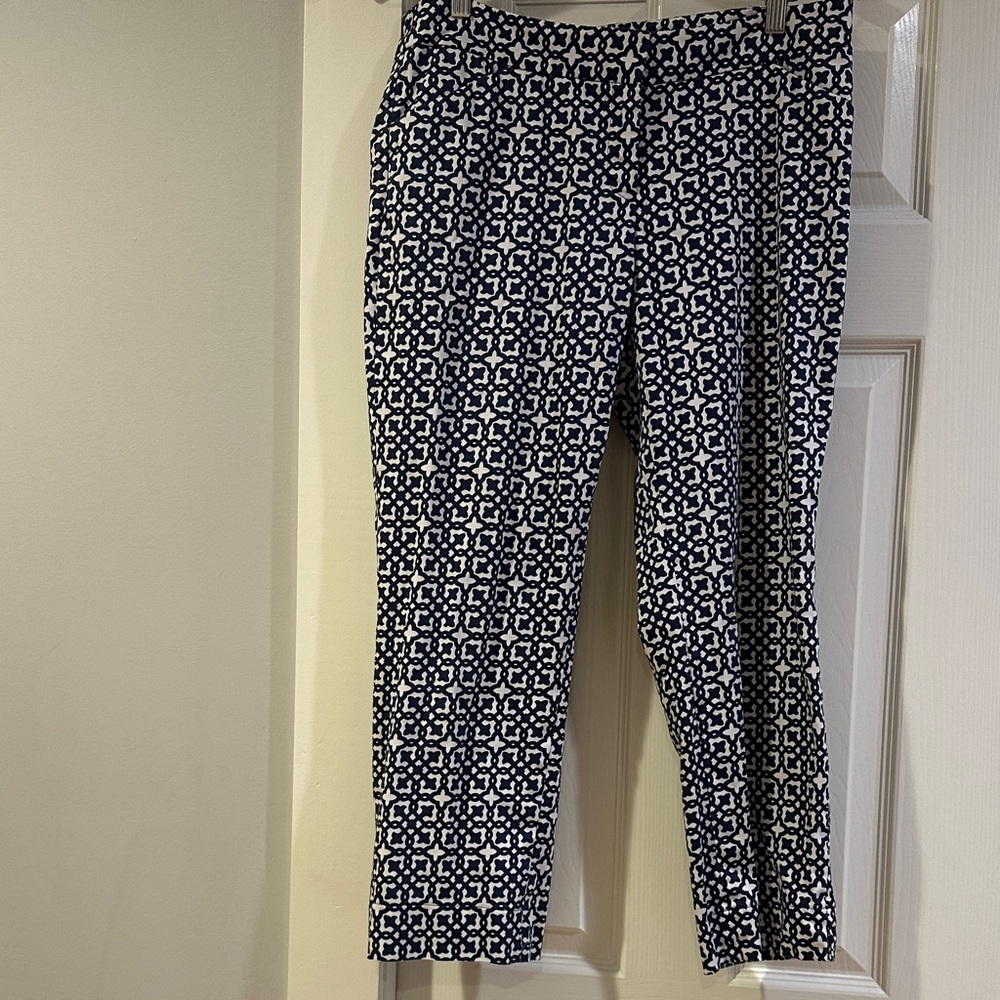 Laundry brand Stylish Navy and White Patterned Women's  spring Pants size 8 perm